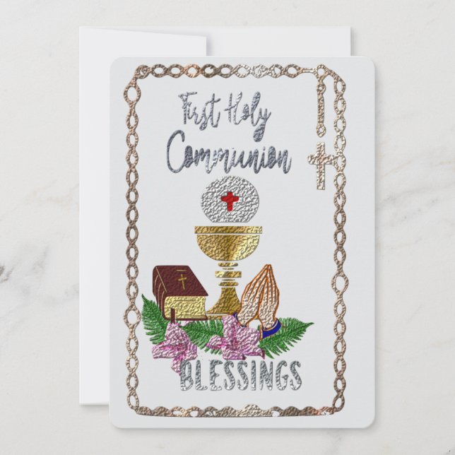First Holy Communion  Holiday Card (Front)