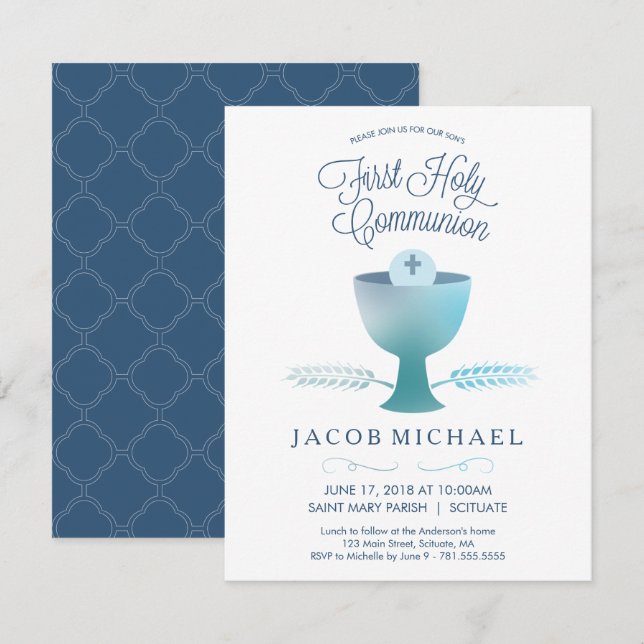 First Holy Communion Invitation Boy's Invite (Front/Back)