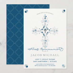 First Holy Communion Invitation Boy's Invite Card