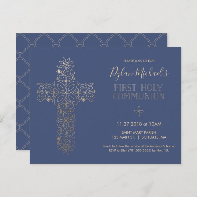 First Holy Communion Invitation, Communion Invite (Front/Back)