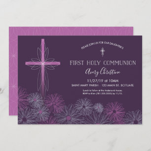 First Holy Communion Invitation - Girl's Floral