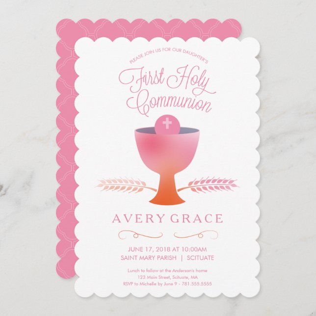 First Holy Communion Invitation - Girl's Invite (Front/Back)