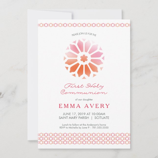 First Holy Communion Invitation, Girls Invite (Front)