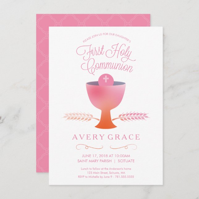 First Holy Communion Invitation - Girl's Invite (Front/Back)