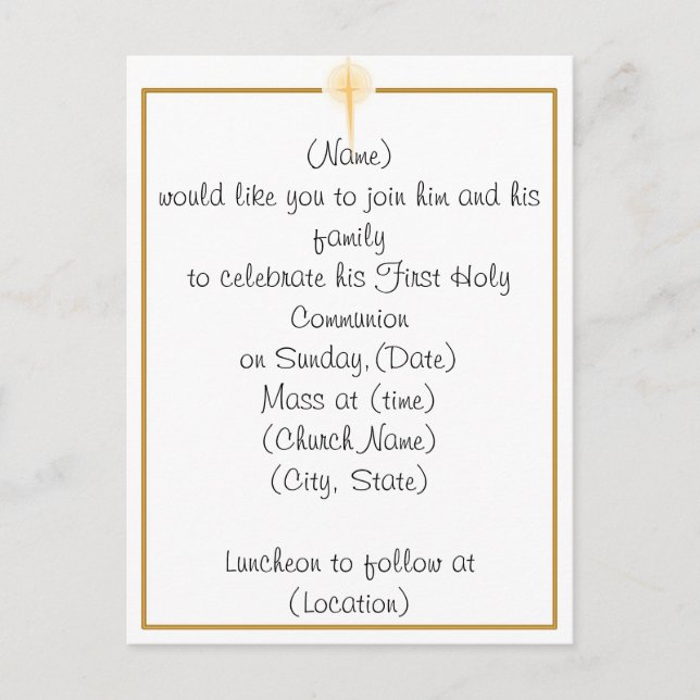 First Holy Communion Invitation Postcard (Front)