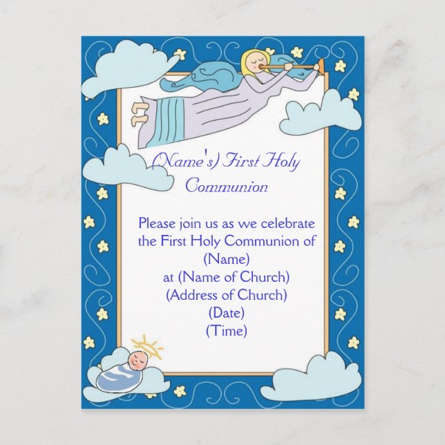 First Holy Communion Invitation Postcard (Front)
