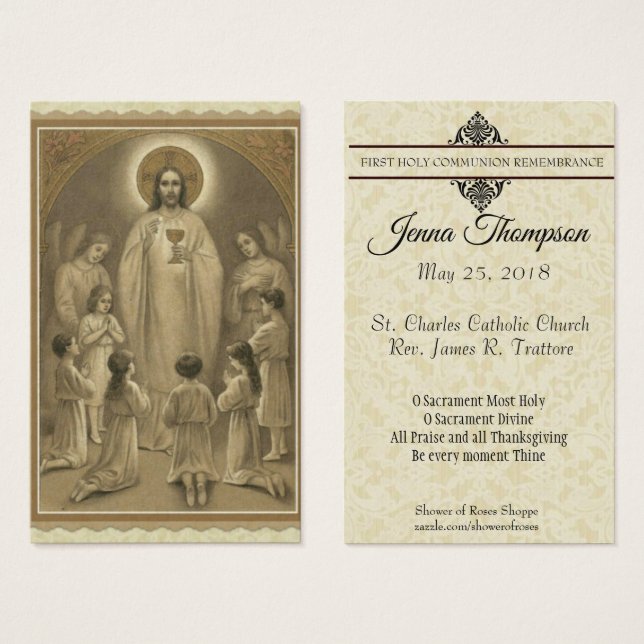 FIRST HOLY COMMUNION JESUS CHILDREN HOLY CARD (Front & Back)