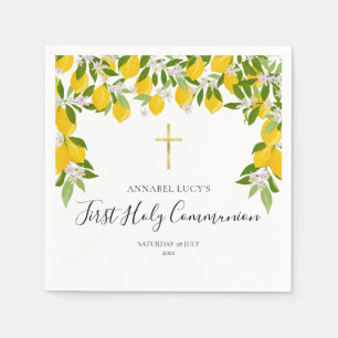 First Holy Communion Lemons Greenery Napkin