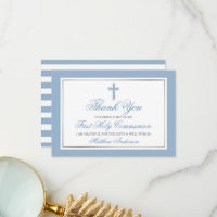 First Holy Communion Light Blue Silver Striped