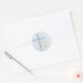 First Holy Communion modern blue watercolor  Classic Round Sticker (Envelope)
