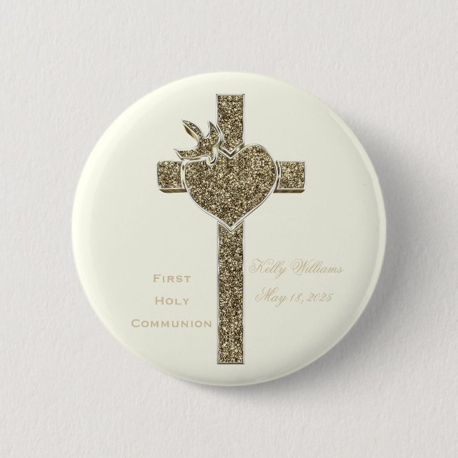 First Holy Communion or your religious event 6 Cm Round Badge (Front)