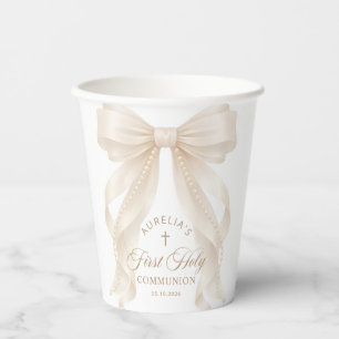 First Holy Communion Pearl Bow Paper Cups