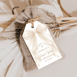 First Holy Communion Pearls Bow Gift Tags