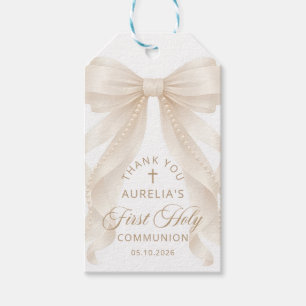 First Holy Communion Pearls Bow Gift Tags