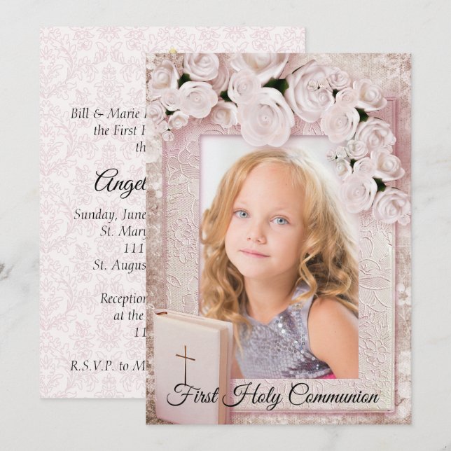 First Holy Communion Photo Invitation (Front/Back)