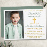 First Holy Communion Photo Sage Green Gold