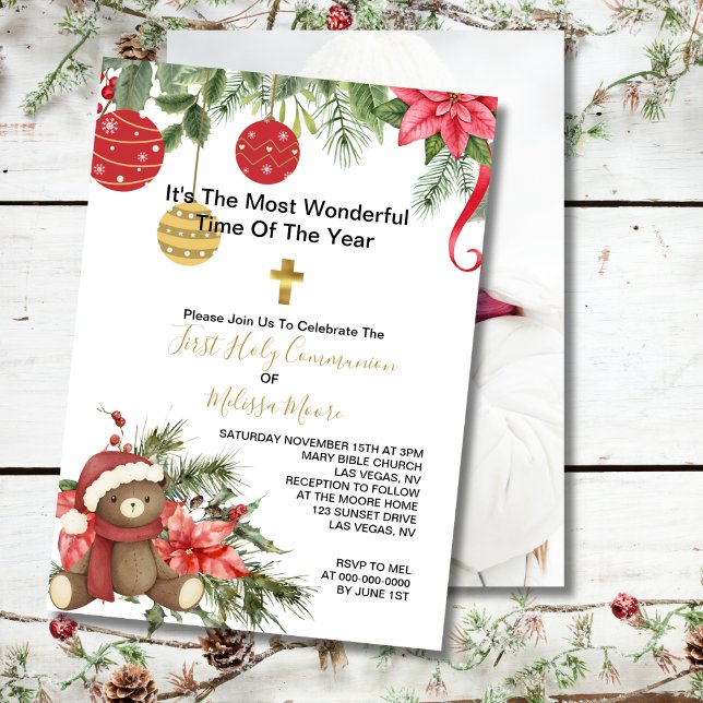 First Holy Communion Photo Winter Christmas Invitation (Creator Uploaded)