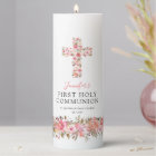 First Holy Communion Pink Floral Cross