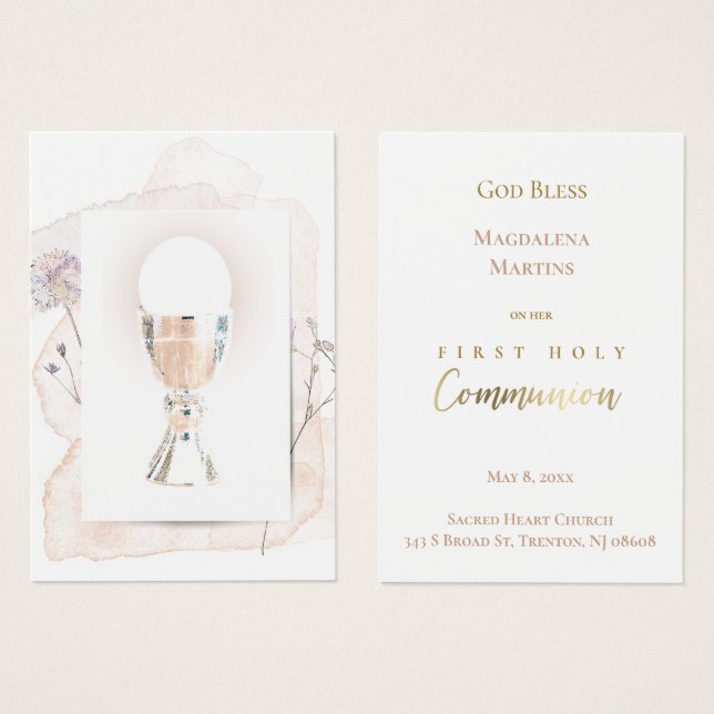 First Holy Communion remembrance card (Front & Back)