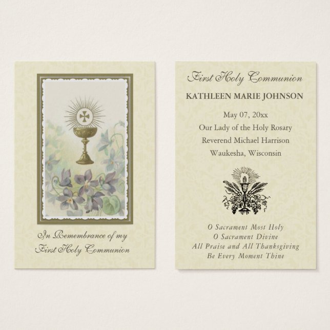 First Holy Communion Remembrance Holy Card (Front & Back)