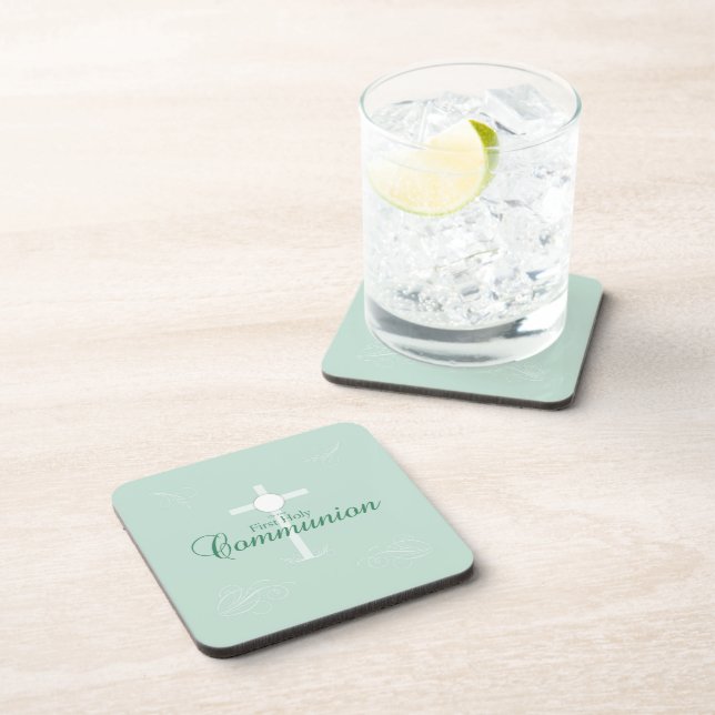 First Holy Communion, Script in Soft Green Coaster (Right Side)