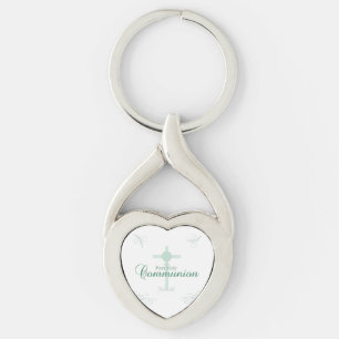 First Holy Communion, Script in Soft Green Key Ring