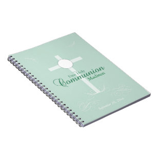 First Holy Communion, Script in Soft Green Notebook