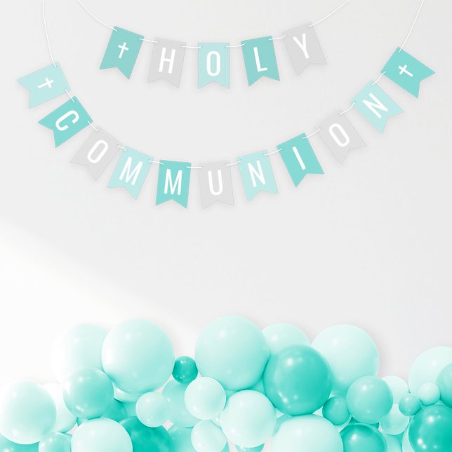 First Holy Communion Silver Teal Girl Celebration Bunting (Creator Uploaded)