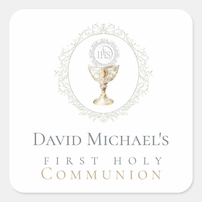 First Holy Communion Square Sticker (Front)