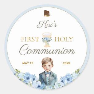 First Holy Communion Stickers Dusty Blue For Boys