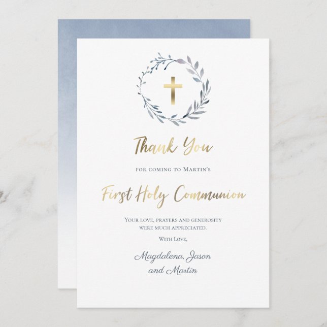 First Holy Communion thank you Card (Front/Back)