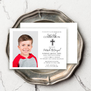 First Holy Communion Traditional Photo Boy Invitation
