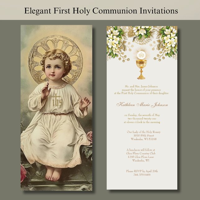 First Holy Communion Vintage Child Jesus  Invitation (Creator Uploaded)