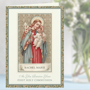 First Holy Communion Virgin Mary Jesus Prayer Card