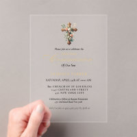 First holy communion watercolor Floral Cross