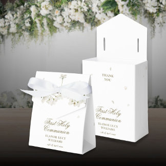 First Holy Communion White Blossom Floral Favour Box
