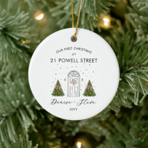 First Home Address Christmas Keepsake Ceramic Tree Decoration