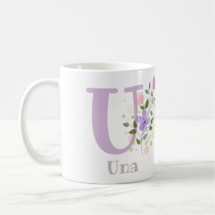 First Initial Plus first Name with Flowers Coffee Mug