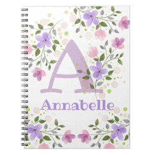 First Initial Plus Name Annabelle with Flowers Notebook