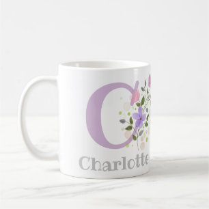 First Initial Plus Name Charlotte with Flowers Coffee Mug