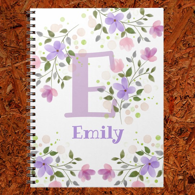 First Initial Plus Name Emily with Flowers Notebook (Creator Uploaded)