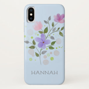 First Initial Plus Name Hannah with Flowers Case-Mate iPhone Case