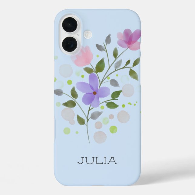 First Initial Plus Name Julia with Flowers Case-Mate iPhone Case (Back)