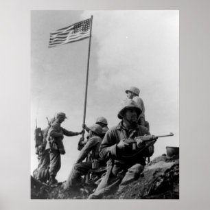 First Iwo Jima Flag Raising on February 23rd 1945 Poster