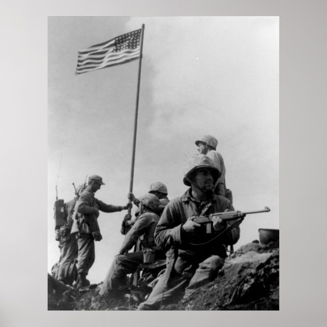 First Iwo Jima Flag Raising on February 23rd 1945 Poster (Front)