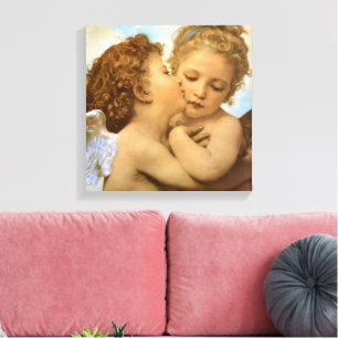 First Kiss (angel detail) by Bouguereau Canvas Print