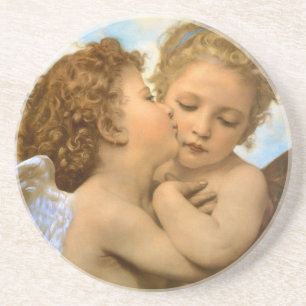 First Kiss (angel detail) by Bouguereau Coaster