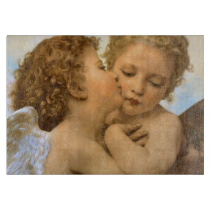 First Kiss (angel detail) by Bouguereau Cutting Board