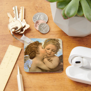 First Kiss (angel detail) by Bouguereau Key Ring