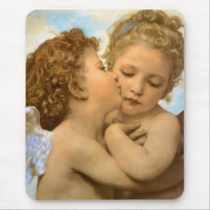 First Kiss (angel detail) by Bouguereau Mouse Pad